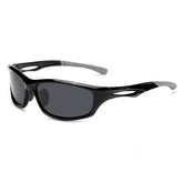 (12 PACK) Wholesale Sports Sunglasses New Arrival Unisex Outdoor Cycling Sport Polarized 2024 - BulkSunglassesWholesale.com - Shiny Black Grey Temple Black Lens ()